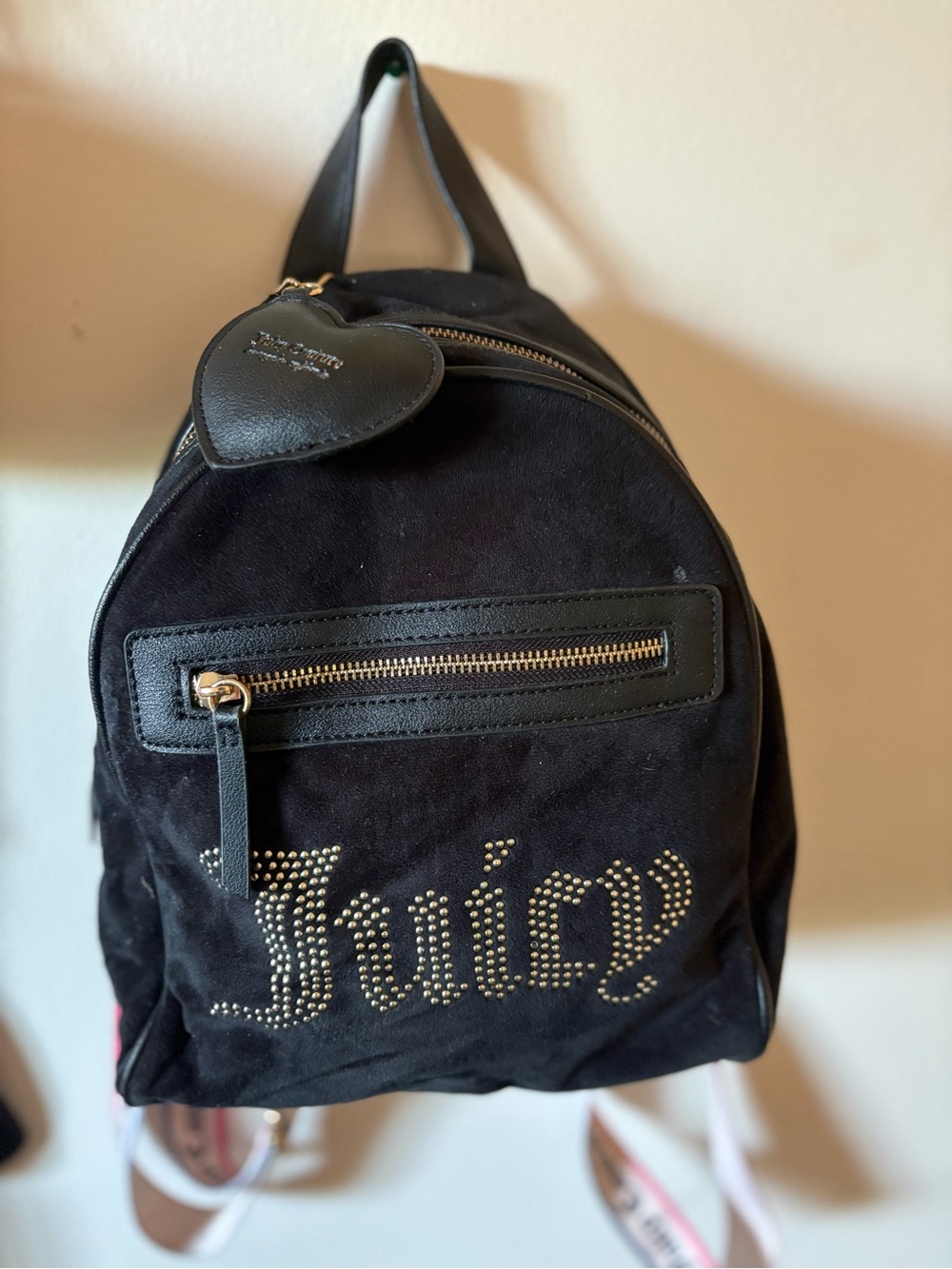 Juicy Couture Black Mini Backpack with Gold Stud Logo